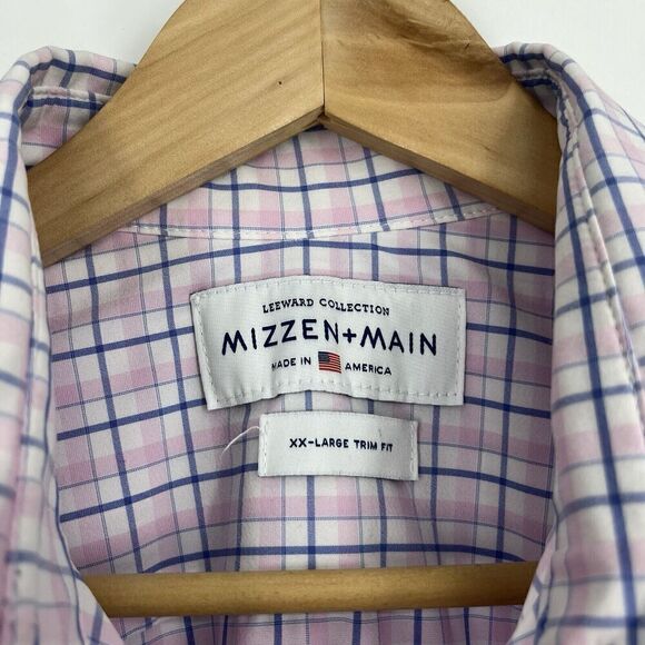 Mizzen + Main Dress Shirt Size XXL Men White Blue Button Up Performance Trim Fit - Picture 4 of 9